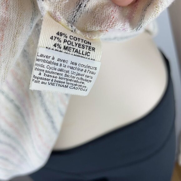 KIM & CAMI Sparkly Knitted Striped Rainbow Ruffles Sleeves White T-shirt Size XL - Picture 6 of 9